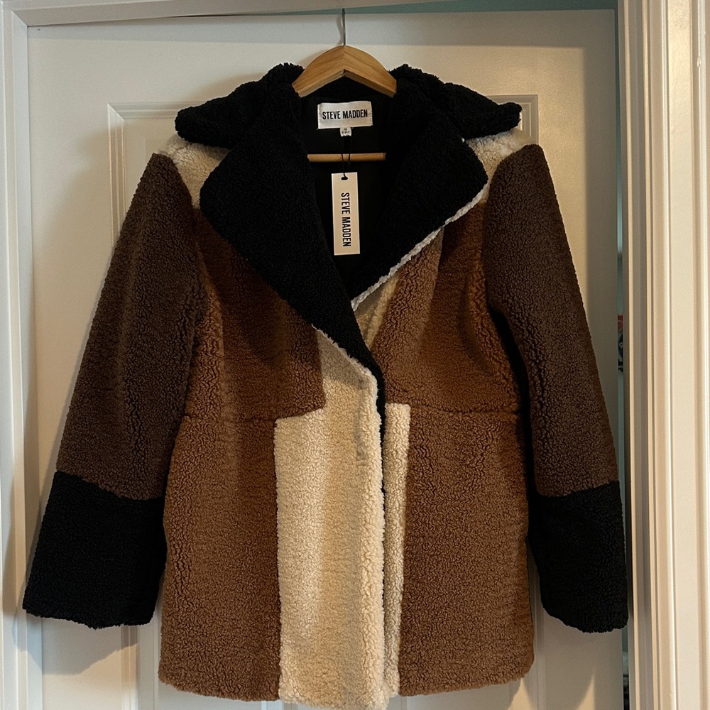 Steve Madden Tri-Tone Sherpa Jacket brand new with tag